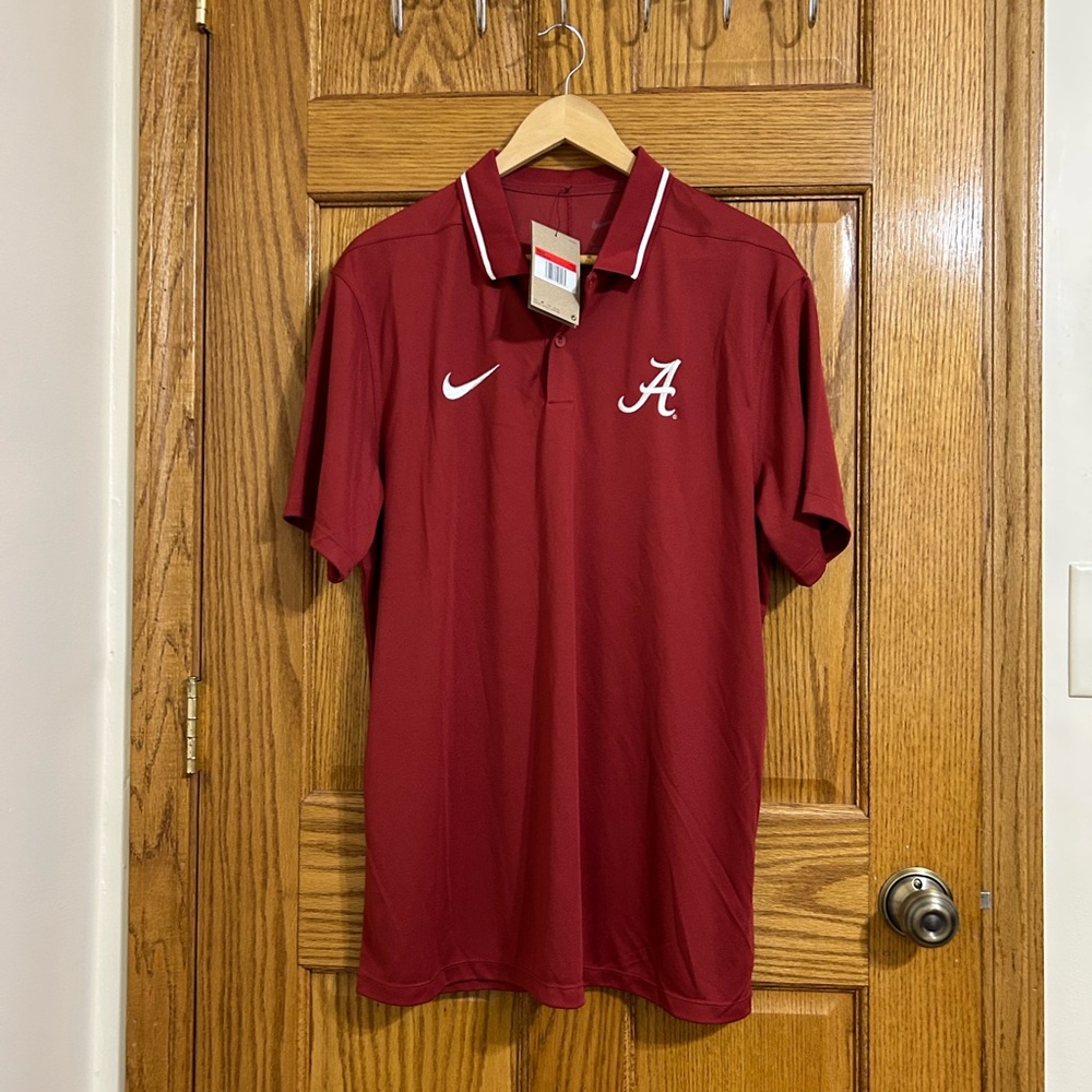 Nike Alabama Crimson Tide Polo with White Trim - Men's Athletic Shirt